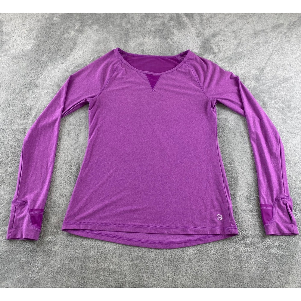 Impact Jillian Michaels Womens Purple Heathered Long Sleeve Thumbhole Top Size M